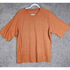 Ruff Hewn Well Worn 1/4 Zip Pullover Tee Shirt Mens Size XL‎ Orange Short Sleeve
